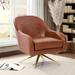 Club Chair - Willa Arlo™ Interiors Centreville 28.35" Wide Swivel Club Chair Faux Leather in Brown/Yellow | 32.28 H x 28.35 W x 31.69 D in | Wayfair