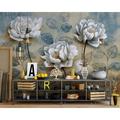 GK Wall Design 3D Vintage Floral Peony Floral Oil Painting Textile Wallpaper Fabric | 204 W in | Wayfair GKWP000100W204H114_3D