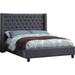 Joss & Main Colleen Tufted Low Profile Platform Bed Wood/Upholstered/Linen in Black | 56 H x 66 W x 81 D in | Wayfair