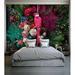 Bayou Breeze Catalano Peel & Stick Floral Colorful Peony Flower, Parrot Wallpaper Vinyl in Black | 150 W in | Wayfair