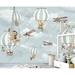 Isabelle & Max™ Chicago Peel & Stick Hot Air Balloon Animals & Airplane Wallpaper Vinyl in Gray | 75 W in | Wayfair