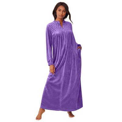 Plus Size Women's Smocked velour long robe by Only...