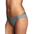 Plus Size Women's Comfort Devotion Lace Back Tanga Panty by Maidenform in Steel Stripe Black (Size 5)