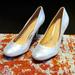 Jessica Simpson Shoes | 4" Jessica Simpson Leather Silver Heels | Color: Silver | Size: 8
