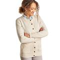 WoolOvers Womens Lambswool Crew Neck Knitted Cardigan Cream, L