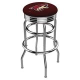 Holland Bar Stool NCAA Bar & Counter Stool Plastic/Acrylic/Leather/Metal/Faux leather in Gray | 30 H x 18 W x 18 D in | Wayfair L7C3C25AriCoy