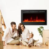 Orren Ellis Electric Fireplace, Crystal in White | 17 H x 36 W x 4.13 D in | Wayfair 800AA5C98541474BA824081E5441ED3C