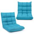 Costway 14-Position Adjustable Folding Lazy Gaming Sofa-Light Blue