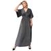 Plus Size Women's Knit Tie-Back Maxi Dress by ellos in Black Silver (Size 30/32)