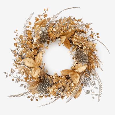 Pre-Lit Gold & Silver Wreath by BrylaneHome in Gol...