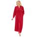Plus Size Women's Smocked velour long robe by Only Necessities® in Classic Red (Size M)