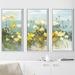 Red Barrel Studio® 'Field of Poppies Bright' - 3 Piece Floater Frame Print Set on Canvas in Yellow | 33.5 H x 52.5 W x 2 D in | Wayfair