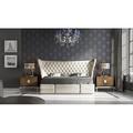 Rosdorf Park Kifer Tufted Solid Wood & Standard Bed Wood & /Upholstered/Faux leather in Brown | 58 H x 100 W x 94 D in | Wayfair