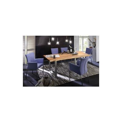 SIT Möbel Baumkante-Esstisch 180x90 cm | 26 mm Tischplatte natur aus Akazie | Gestell Stahl silbern | B180xT90xH77 cm | 