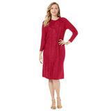 Plus Size Women's Cable Sweater Dress by Jessica London in Classic Red (Size 18/20)