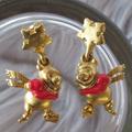 Disney Jewelry | Disney Winnie The Pooh Ice Skating Earrings | Color: Gold/Red | Size: Os