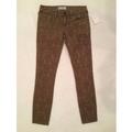 Free People Jeans | Free People Vintage Jacquard Gold Skinny Jeans 24 | Color: Gold/Tan | Size: 24