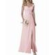Gbrand Womens Long Bridesmaid Dress with Slit Chiffon Elegant Evening Dresses V-Neck Pink 8