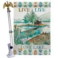 Breeze Decor Live Life Lake Impressions Decorative 2-Sided Polyester 40 x 28 in. Flag Set in Gray/Green | 40 H x 28 W in | Wayfair