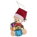 The Holiday Aisle® Bear w/ Santa Hat Figurine Christmas Holiday Ornament Glass in Blue/Green/Red | 7 H x 6 W x 7 D in | Wayfair