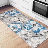 Blue/White 0.47 x 18 W in Kitchen Mat - Lark Manor™ Carmela Anti-Fatigue Gray/Blue/Ivory Mat Synthetics | 0.47 H x 18 W in | Wayfair