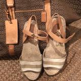 Coach Shoes | Coach Reena Jute/Leather Buckle Sandals Tan/Cream | Color: Cream/Tan | Size: 7