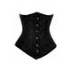 Black Brocade Gothic Burlesque Halloween Party Costume Long Underbust Corset Top