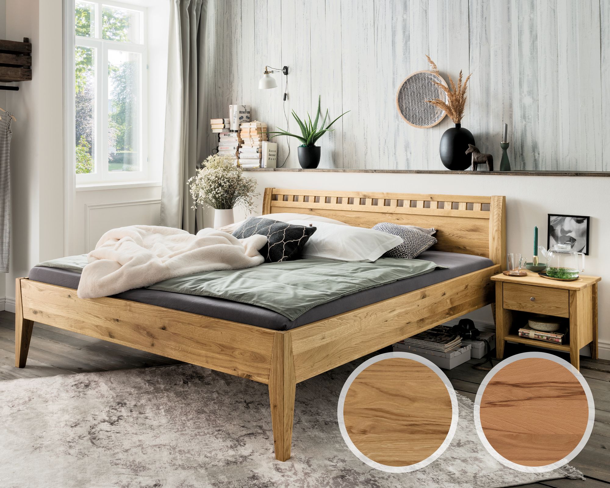 Forestales »Modesto« Massivholzbett 90x200 cm / Kernbuche / stabverleimt