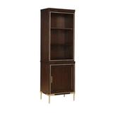 Benjara Wood & Metal Cabinet w/ Display & Storage Space, Gold & Brown Wood in Brown/Red | 74.33 H x 112.05 W x 15.98 D in | Wayfair BM201984
