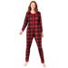 Plus Size Women's Holiday Print Onesie Pajama by Dreams & Co. in Red Buffalo Plaid (Size 22/24)