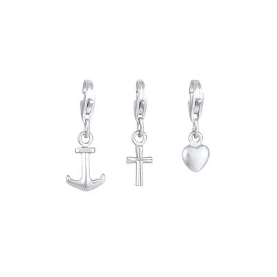 Nenalina - Kreuz Herz Anker Liebe Glaube Set 925 Silber Charms & Kettenanhänger 1 ct Damen