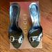 Gucci Shoes | Gucci Sand Pelle Buckle Leather Slide Stilettos | Color: Black/Gold | Size: 8.5