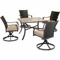 Wildon Home® Lisle 5 Piece Outdoor Dining Set w/ Cushions Glass/Metal in Brown | 42 W x 42 D in | Wayfair 33E6081668D84B5994FC2C79BFC797F8
