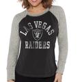 Women's Touch Black Las Vegas Raiders Waffle Raglan Lightweight Long Sleeve T-Shirt