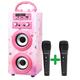 DYNASONIC Mikrofon karaoke kinder, Tragbarer Bluetooth-Lautsprecher mit Karaoke-Modus und Mikrofon, FM-Radio und USB-SD-Lesegerät (Modell 15 3ªGen, Disklicht)