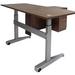 Pneumatic Lift Height Adjustable Executive L-Desk in Modern Walnut