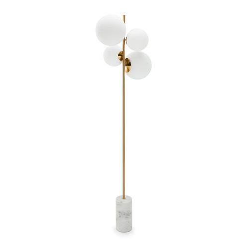 Stehlampe SKULL – Stehlampe, Glaskugeln aus Milchglas, weißer Marmor & Messing, H158