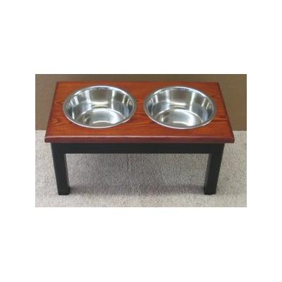 Classic Pet Beds Elevated Double Bowl Dog & Cat Diner, Espresso/Cherry, 8-cup