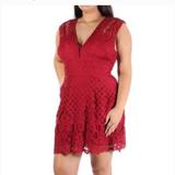 Free People Dresses | Free People Burgundy Fit&Flare Lace Dress..Size 2 | Color: Red | Size: 2