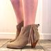 American Eagle Outfitters Shoes | American Eagle Suede Heel Fringe Ankle Booties | Color: Tan | Size: 9