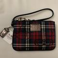 Coach Bags | Coach Poppy Tartan Small Wristlet Rare | Color: Black/Red | Size: Os