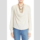 Free People Tops | Free People Palmer Shimmer Jersey Tee Ivory-Xs,Sm | Color: Cream | Size: Various