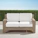 St. Kitts Loveseat in Weathered Teak with Cushions - Rain Resort Stripe Indigo, Standard - Frontgate