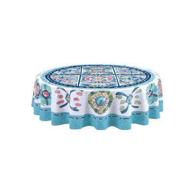 Laural Home Boho Plaza 70 Round Tablecloth - Blue And White