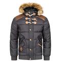 Geographical Norway BELPHEGORE MEN - Men's Warm Padded Jacket - Men's Winter Warm Lined Coat Jacket - Long Sleeve Windbreaker Jacket - Lightweight Fabric Quality Padding DARK GREY M