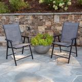 Arlmont & Co. Zavier Folding Patio Dining Armchair Metal in Black | 37.5 H x 20.75 W x 22.5 D in | Wayfair 39F2C75E14834EF6AF03FFD19CC71261