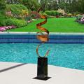 Statements2000 Modern Metal Sculpture, Abstract Yard Sculpture, Garden Décor Indoor Outdoor Statue - Black Perfect Moment Metal in Blue | Wayfair