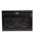 WOLF Heritage Double Watch Box Faux Leather/Fabric in Black | 9 H x 13 W x 8 D in | Wayfair 270402