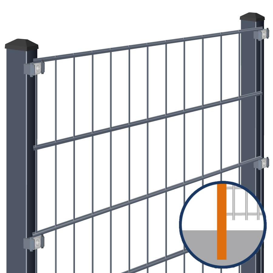 Doppelstabmattenzaun zum Einbetonieren Rundum-sorglos-Paket Anthrazit Komplettset, Halteplättchen, 2030 mm,25 m,6/5/6 mm,gerade Image