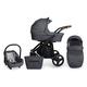 Stroller 3in1 2in1 Isofix pram Set + Accessories Color Selection Rotax Black by ChillyKids Grey 01 2in1 Without Baby seat